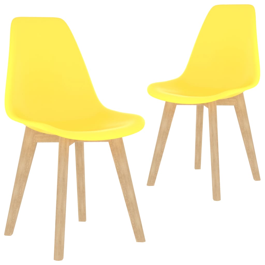 Dining Chairs 2 pcs Yellow Plastic