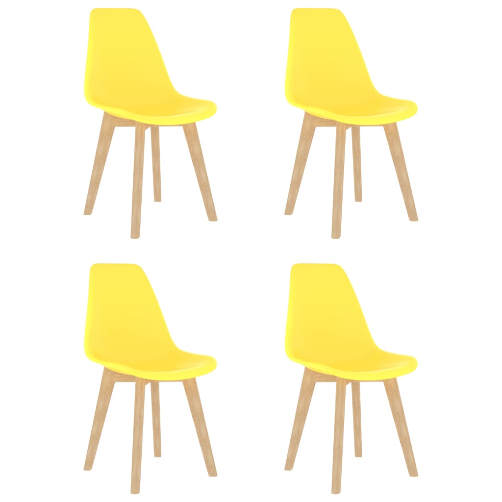 Dining Chairs 4 pcs Yellow Plastic