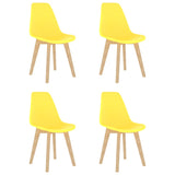 Dining Chairs 4 pcs Yellow Plastic