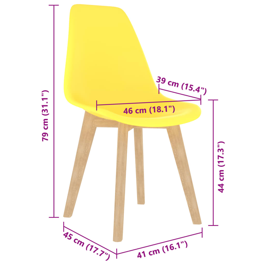 Dining Chairs 4 pcs Yellow Plastic