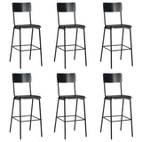 Bar Chairs 6 pcs Black Solid Plywood Steel