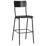 Bar Chairs 6 pcs Black Solid Plywood Steel