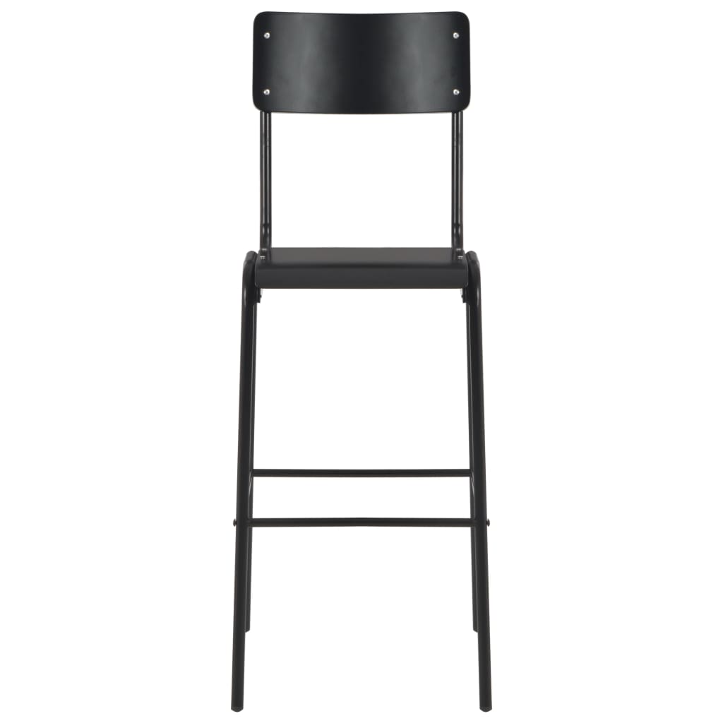 Bar Chairs 6 pcs Black Solid Plywood Steel