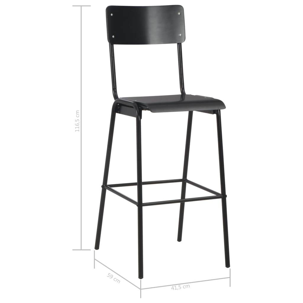 Bar Chairs 6 pcs Black Solid Plywood Steel