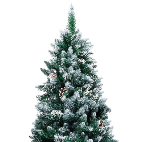 Artificial Christmas Tree with Pine Cones and White Snow 210 cm