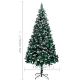 Artificial Christmas Tree with Pine Cones and White Snow 210 cm