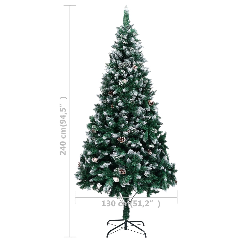 Artificial Christmas Tree with Pine Cones and White Snow 240 cm