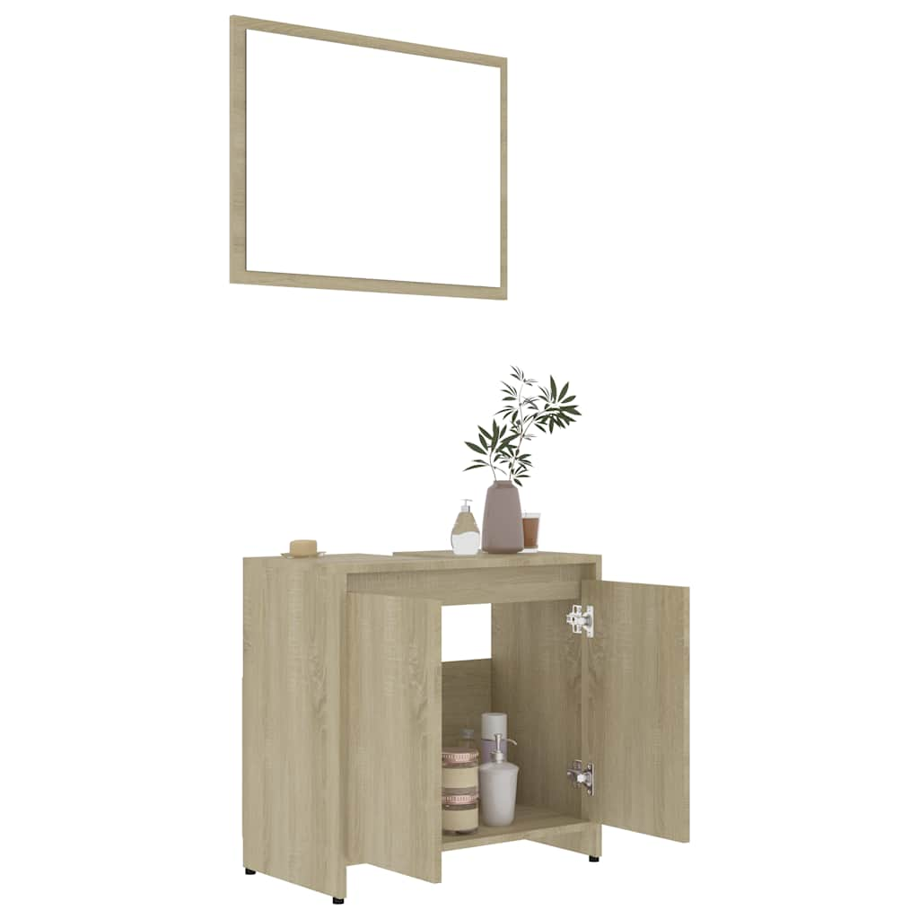 Bathroom Furniture Set Sonoma Oak Engineered Wood