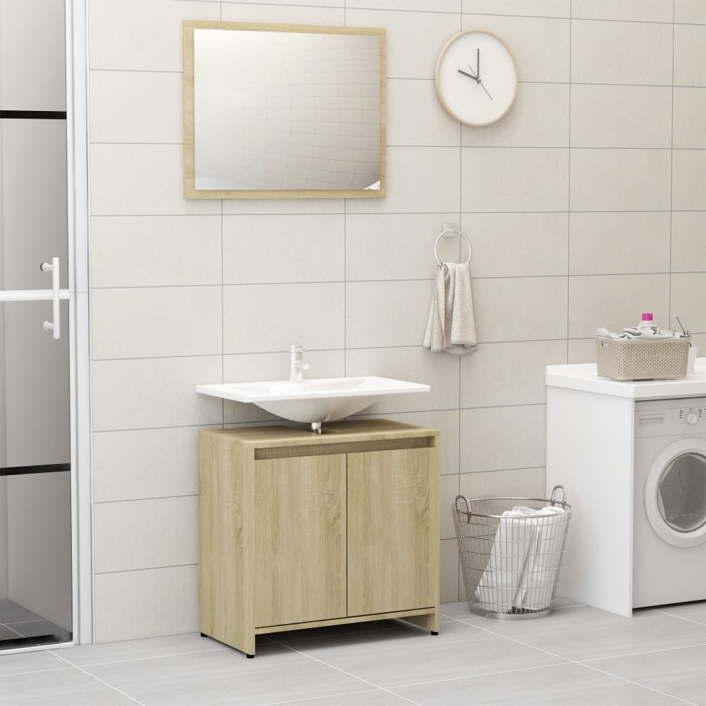 Bathroom Furniture Set Sonoma Oak Engineered Wood