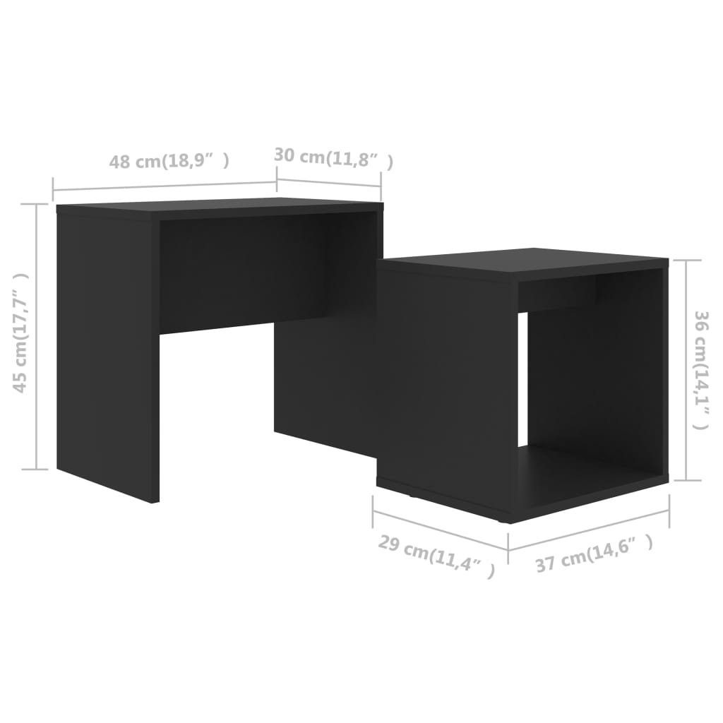 Coffee Table Set Black 48x30x45 cm Engineered Wood