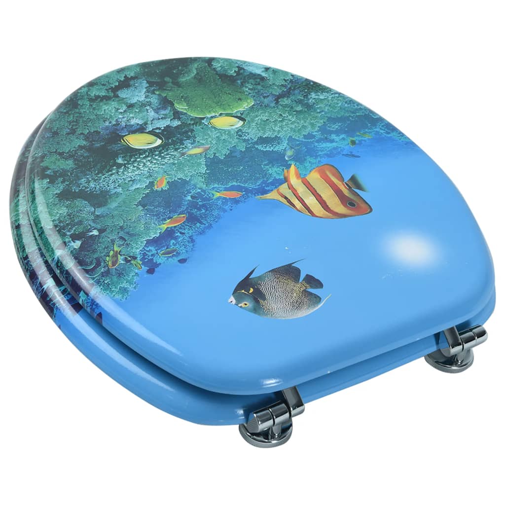 WC Toilet Seat with Lid MDF Deep Sea Design