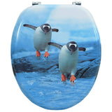 WC Toilet Seat with Lid MDF Penguin Design