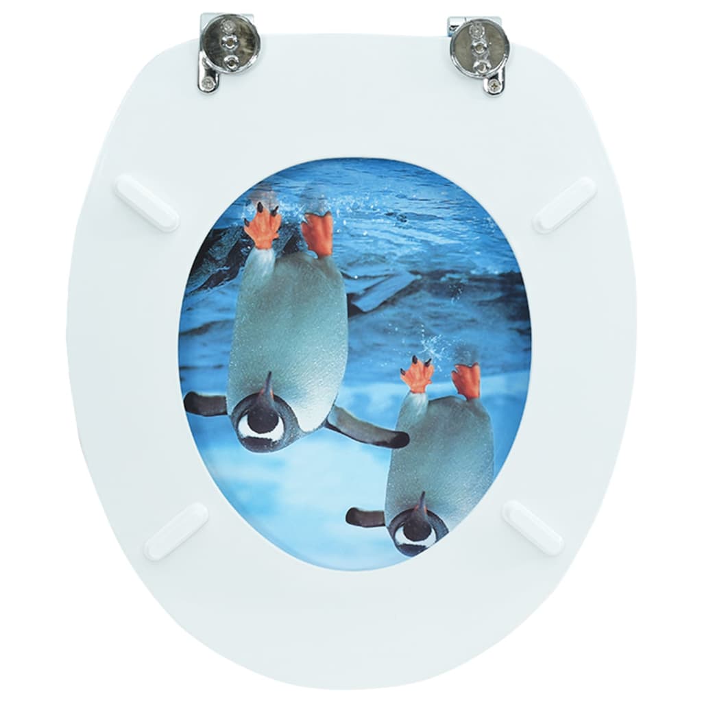 WC Toilet Seat with Lid MDF Penguin Design