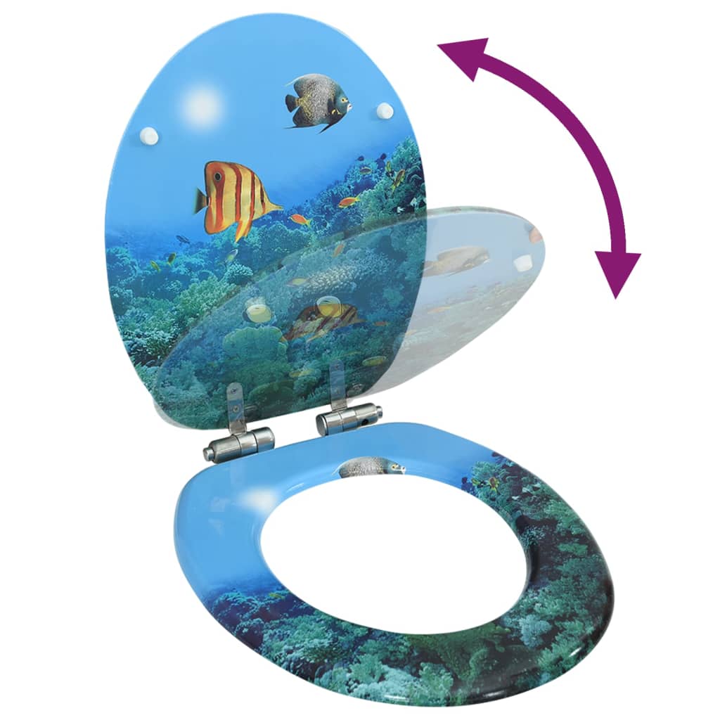 WC Toilet Seat with Soft Close Lid MDF Deep Sea Design