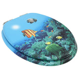 WC Toilet Seat with Soft Close Lid MDF Deep Sea Design