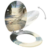 WC Toilet Seat with Soft Close Lid MDF Beach Design