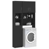 Washing Machine Cabinet Set Grey Engineered Wood