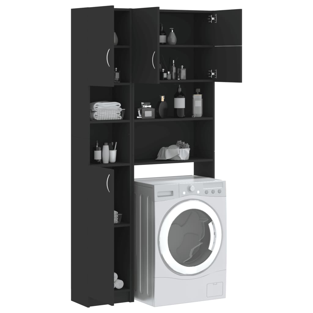 Washing Machine Cabinet Set Grey Engineered Wood