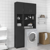 Washing Machine Cabinet Set Grey Engineered Wood