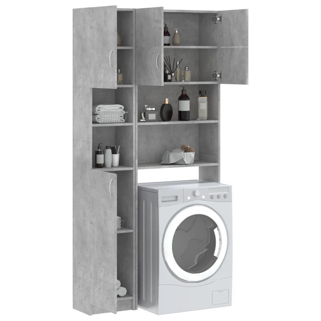 Washing Machine Cabinet Set Concrete Grey Engineered Wood