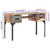 Desk 118x48x75 cm Solid Reclaimed Wood