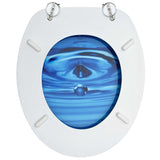 WC Toilet Seats with Lid 2 pcs MDF Blue Water Drop Design