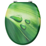 WC Toilet Seats with Lid 2 pcs MDF Green Water Drop Design