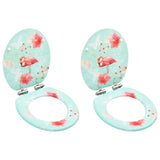 WC Toilet Seats with Soft Close Lid 2 pcs MDF Flamingo Design