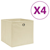 Storage Boxes 4 pcs Non-woven Fabric 28x28x28 cm Cream