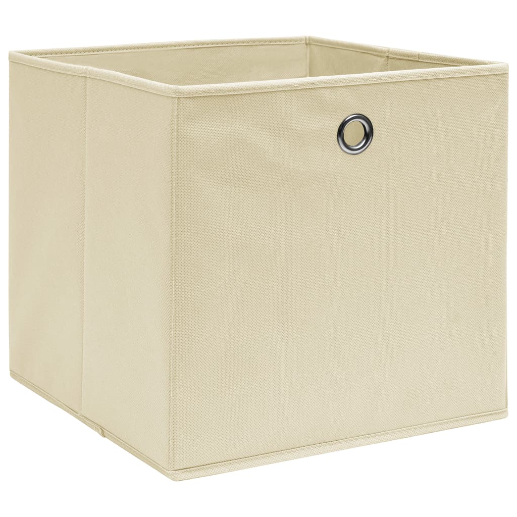 Storage Boxes 4 pcs Non-woven Fabric 28x28x28 cm Cream