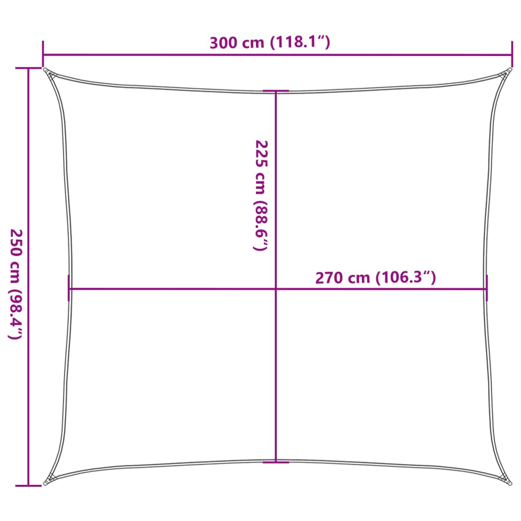 Sunshade Sail 160 g/m² Anthracite 2.5x3 m HDPE