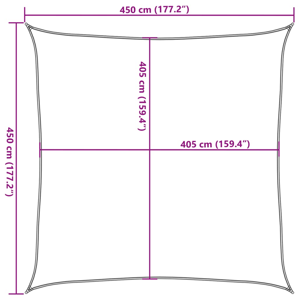 Sunshade Sail 160 g/m² White 4.5x4.5 m HDPE