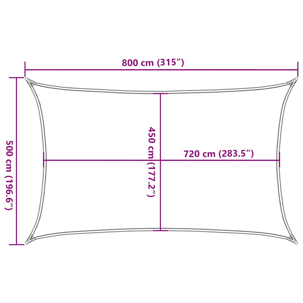 Sunshade Sail 160 g/m² Rectangular Yellow 5x8 m HDPE