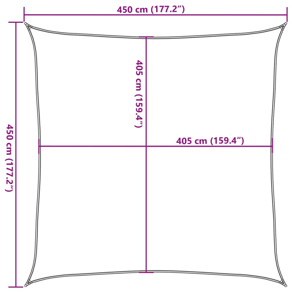 Sunshade Sail 160 g/m² Brown 4.5x4.5 m HDPE