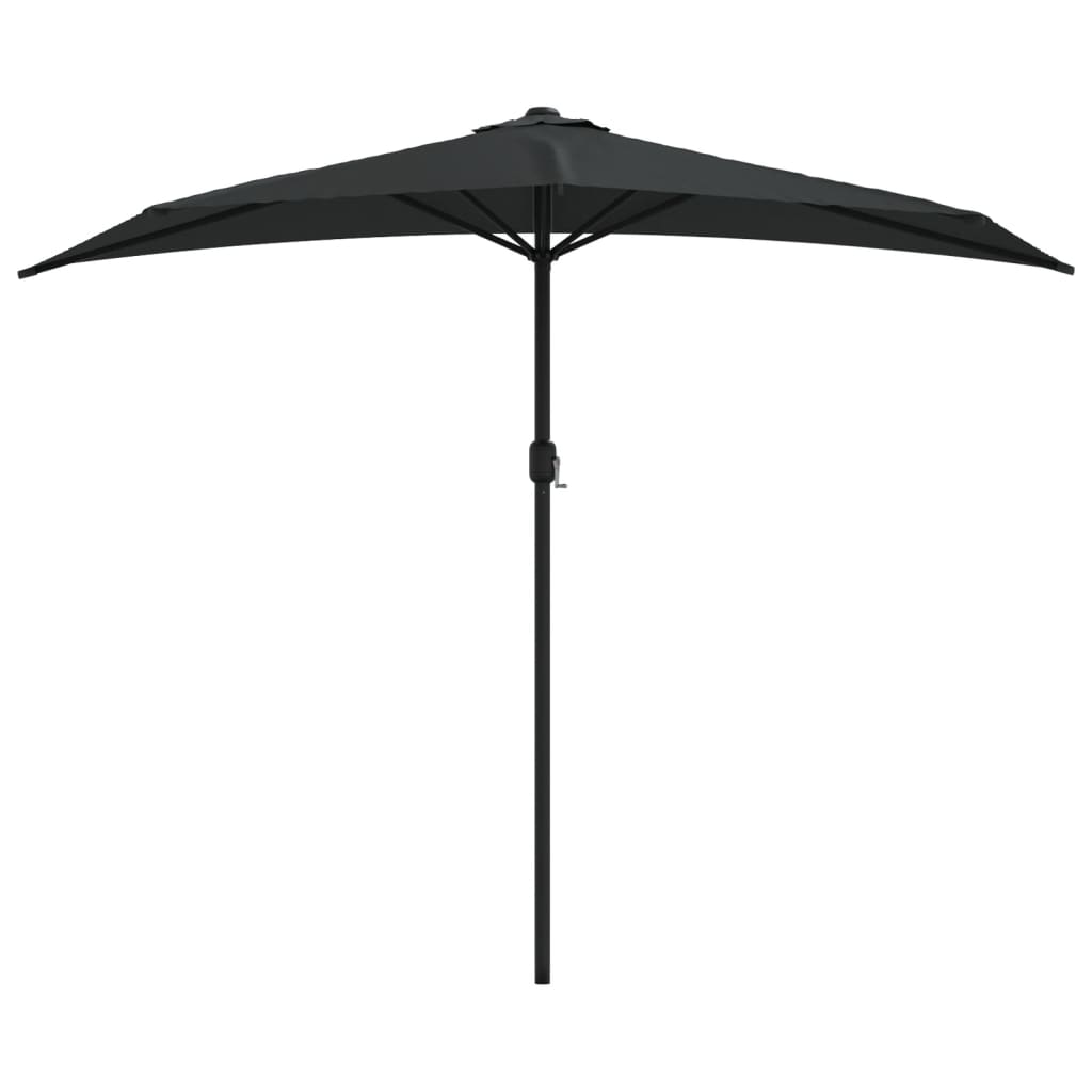 Balcony Parasol with Aluminium Pole Black 270x144x222 cm Half