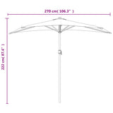 Balcony Parasol with Aluminium Pole Black 270x144x222 cm Half