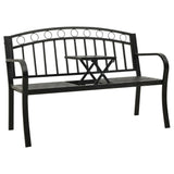 Garden Bench with a Table 125 cm Steel Black