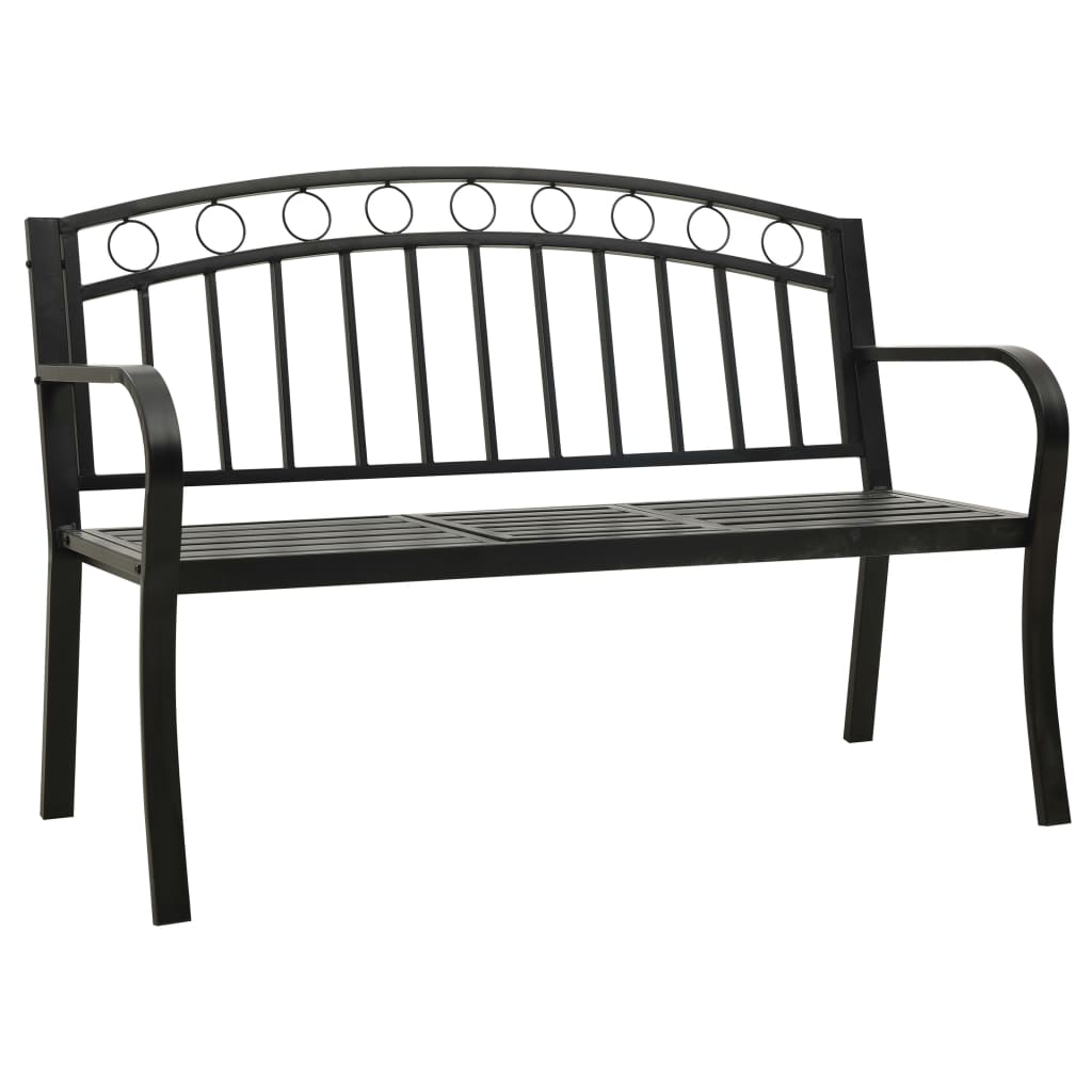 Garden Bench with a Table 125 cm Steel Black