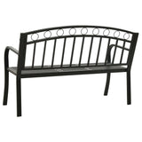 Garden Bench with a Table 125 cm Steel Black