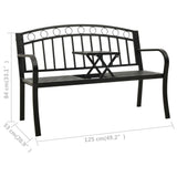 Garden Bench with a Table 125 cm Steel Black