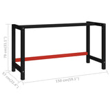 Work Bench Frame Metal 150x57x79 cm Black and Red