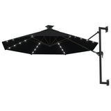 Wall-mounted Garden Parasol with LEDs 300 cm Black