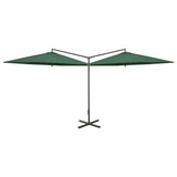 Double Garden Parasol with Steel Pole Green 600 cm