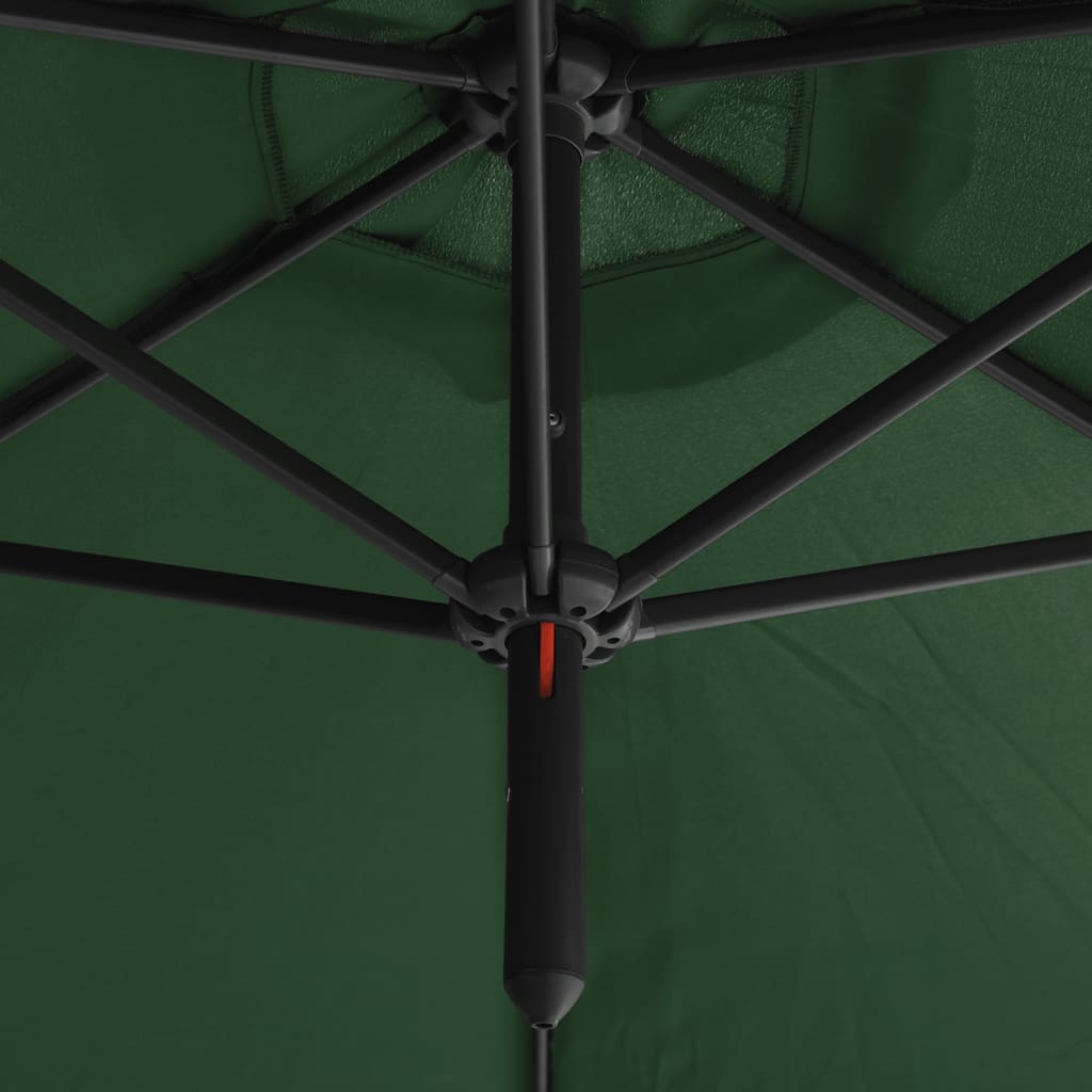 Double Garden Parasol with Steel Pole Green 600 cm