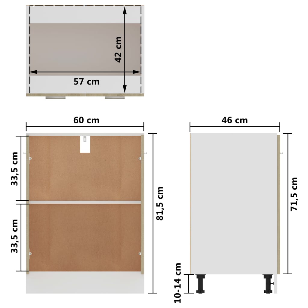 Bottom Cabinet Lyon Sonoma Oak 60x46x81.5 cm Engineered Wood