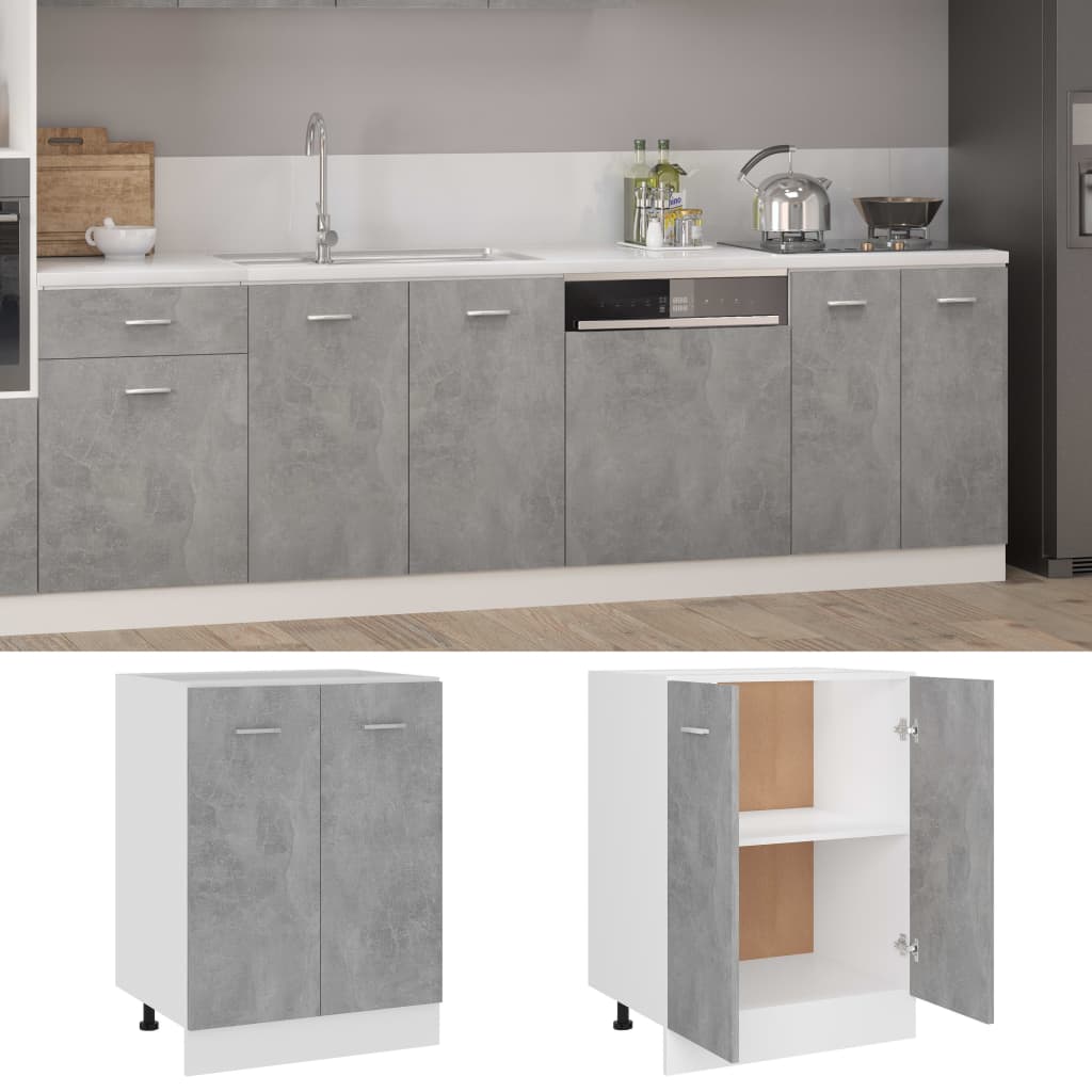 Bottom Cabinet Lyon Concrete Grey 60x46x81.5 cm Engineered Wood