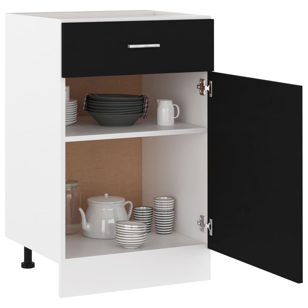 Drawer Bottom Cabinet Lyon Black 50x46x81.5 cm Engineered Wood