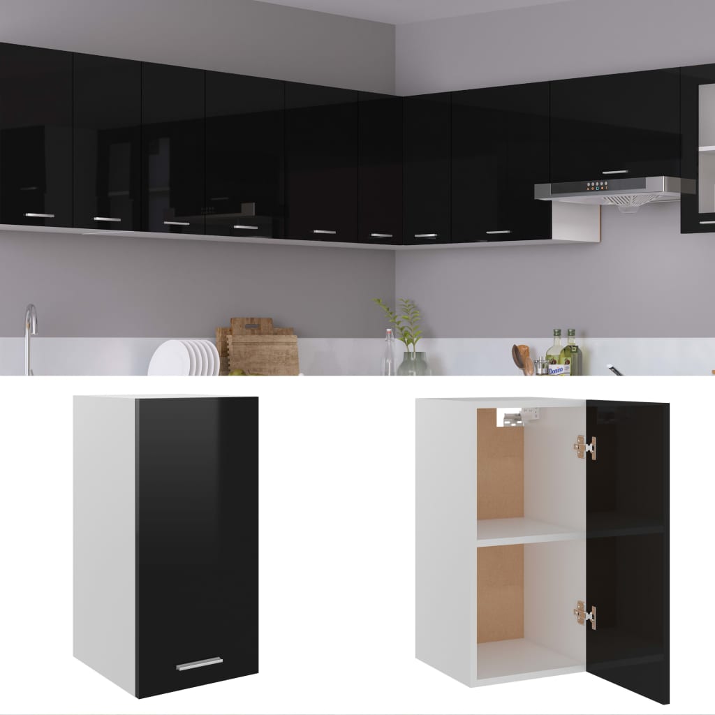 Hanging Cabinet Lyon High Gloss Black 29.5x31x60 cm Engineered Wood