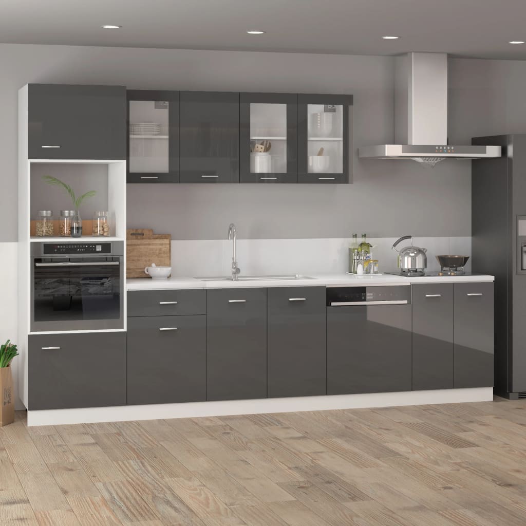 Hanging Cabinet Lyon High Gloss Grey 39.5x31x60 cm Engineered Wood