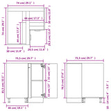 Corner Bottom Cabinet Lyon White 75.5x75.5x81.5 cm Engineered Wood